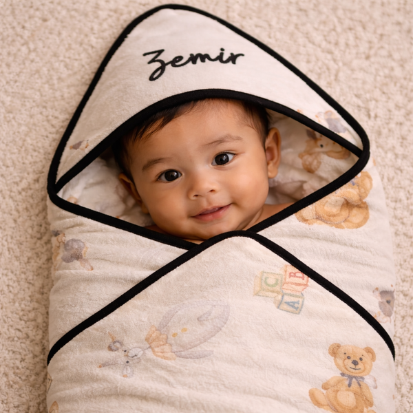 Heritage Bear Collection Personalized Hooded Swaddle