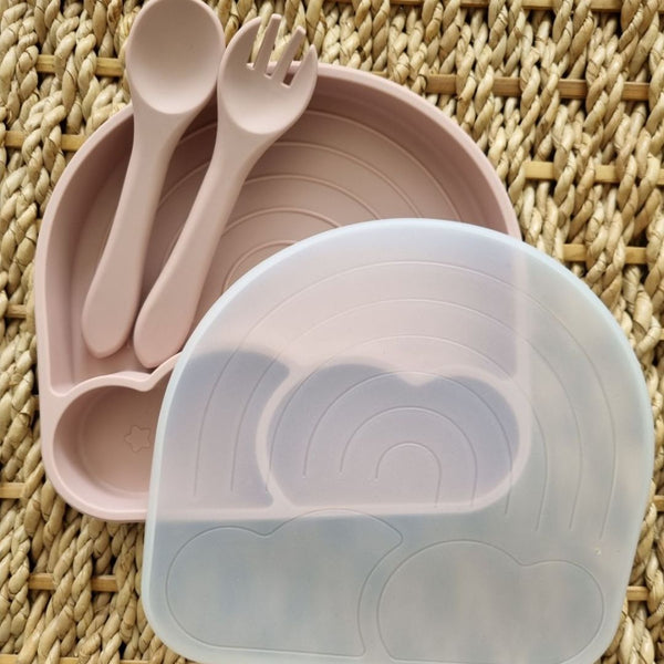 Non-Slip Dinnerware Set with Personalized Spoon and Fork