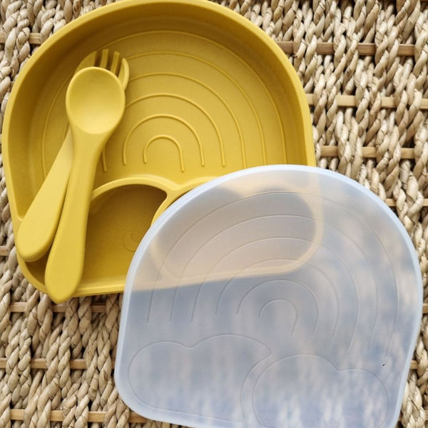 Non-Slip Dinnerware Set with Personalized Spoon and Fork