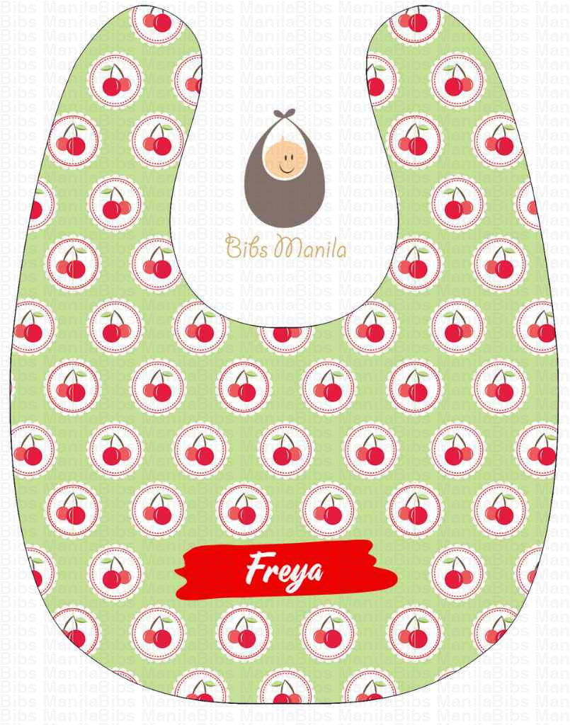 Cheerful Cherries Green Bibs