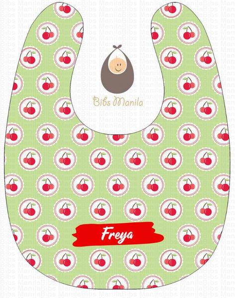 Cheerful Cherries Green Bibs