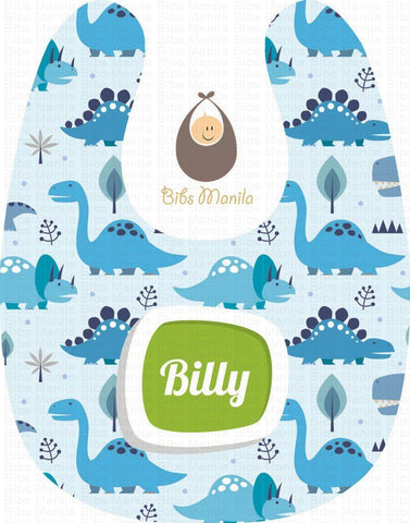 Blue Dinosaur Personalized Baby Bib