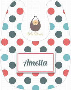 Connect the Dots Vintage Polka Dots Personalized Baby Bib