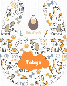 Dog Lover Orange Personalized Baby Bib