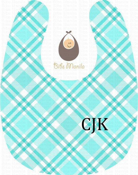 Ginghams Checkered Plaid Teal Bibs