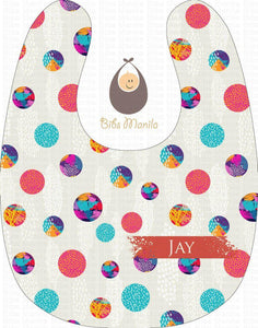Go Around In Circles Polka Dots Personalized Baby Bib