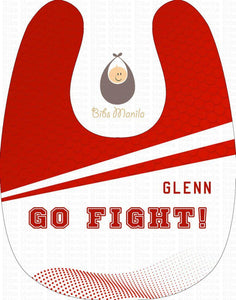 Go Fight UE Red and White Personalized Baby Bib
