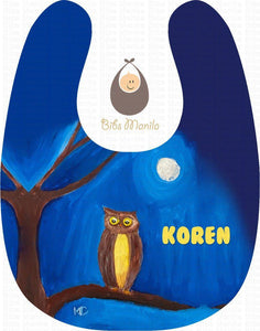 Hand-Painted Bib 12: Owl In The Moonlight Bibs