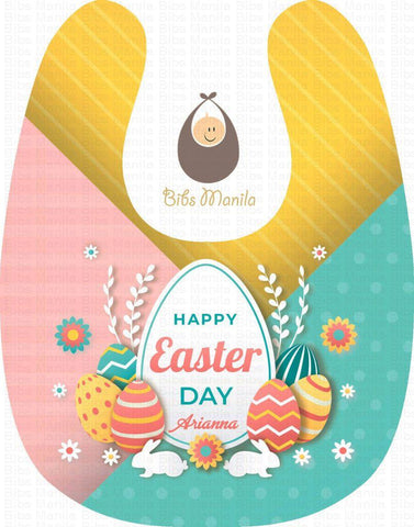 Happy Easter Day Colorful Eggs Personalized Baby Bib