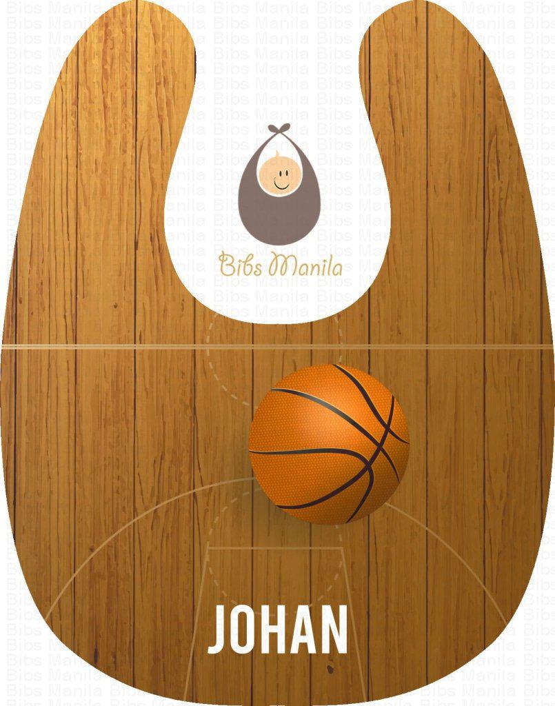 Hoops and Lines Basketball Personalized Baby Bib