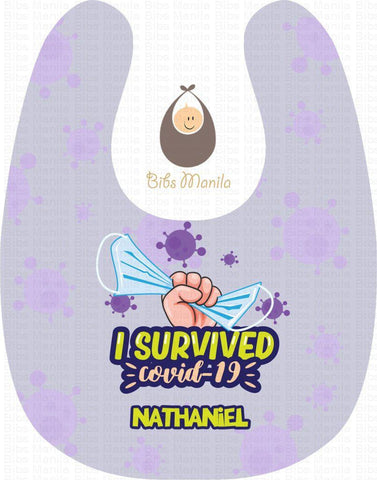 I Survived Covid 19 mask Personalized Baby Bib