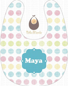 Pastel Polka Dots Lines and Circles Personalized Baby Bib