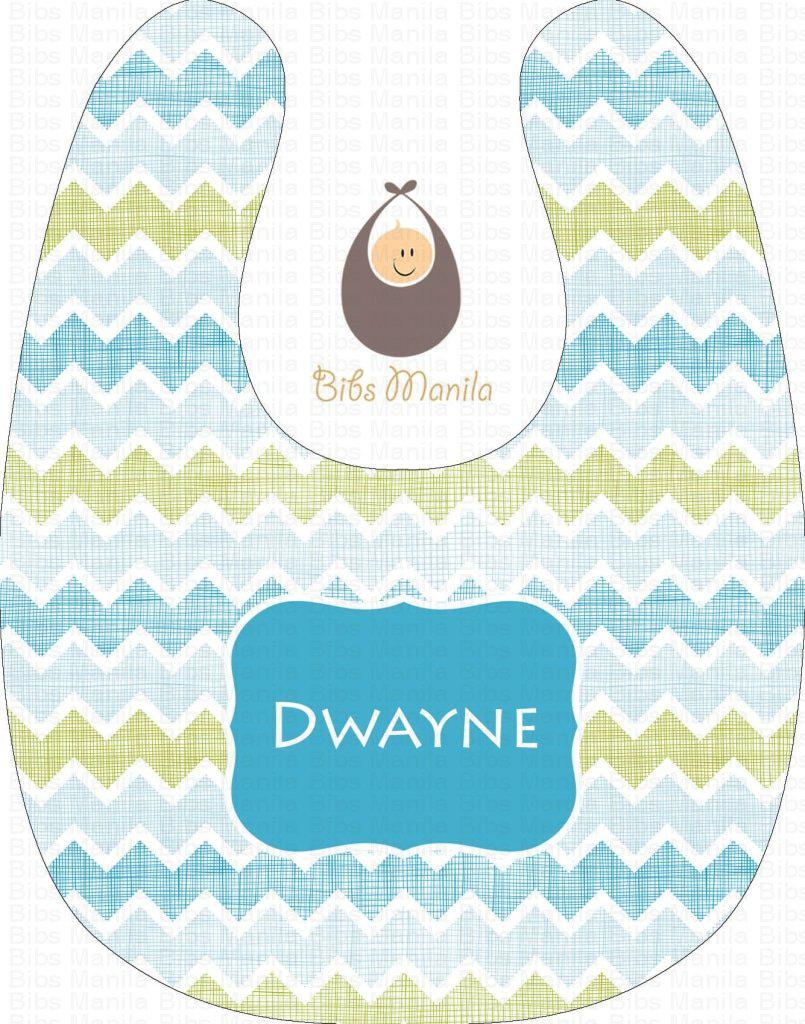 Lines and Waves Skyblue Personalized Baby Bib