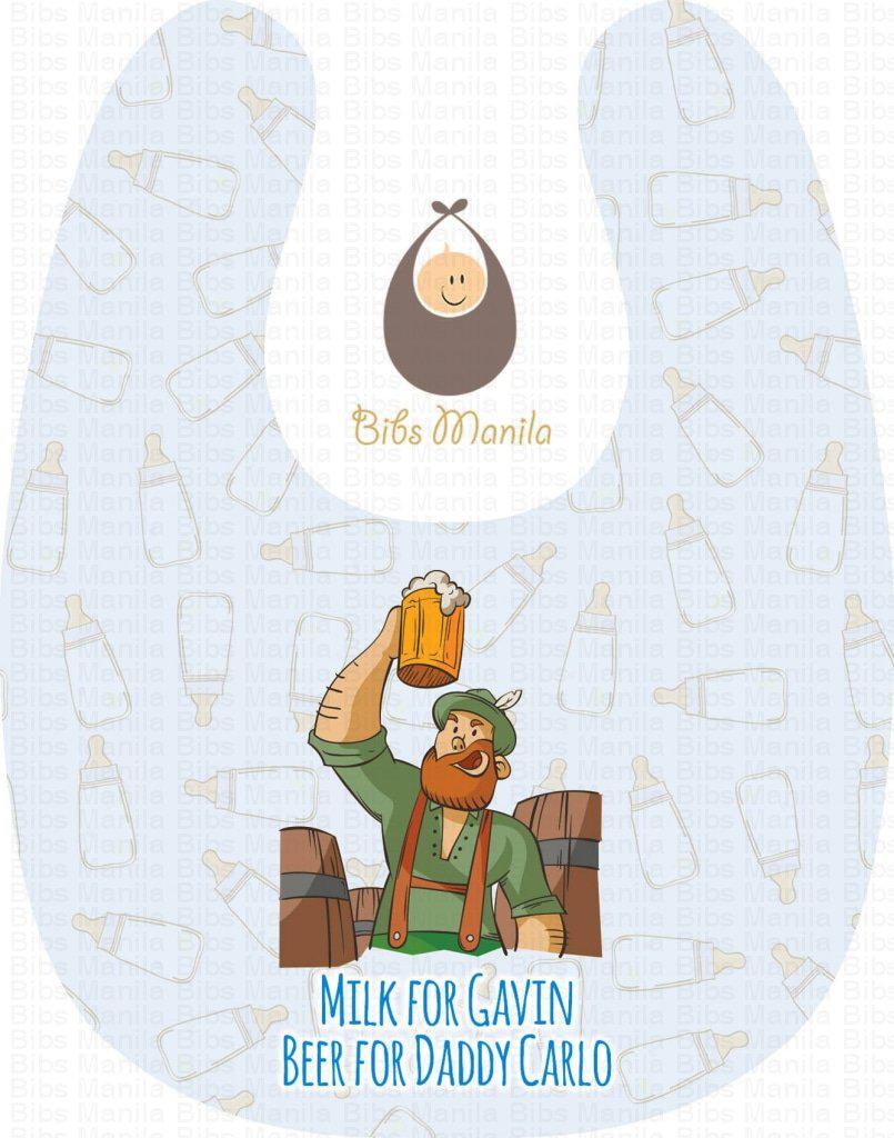 Milk for baby and beer for daddy Personalized Baby Bib