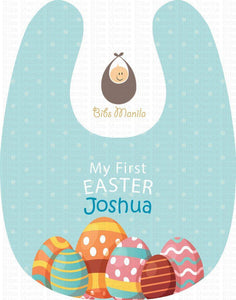 My First Easter Sky Blue Personalized Baby Bib