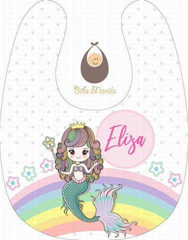 Part of your world mermaid with polka dots Personalized Baby Bib
