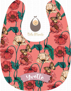 Poppies Coral Bibs