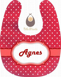 Red and white polka dots Personalized Baby Bib