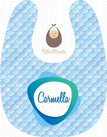 The Mermaid with Sky Blue Scales Personalized Baby Bib