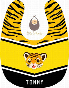 The Baby Tiger Yellow and Yellow Orange Personalized Baby Bib